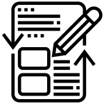 icon showing test paper sheet with diagrams and a pencil