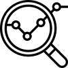 icon of magnifying glass showing data