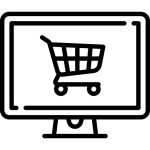 icon of computer screen showing shopping trolley