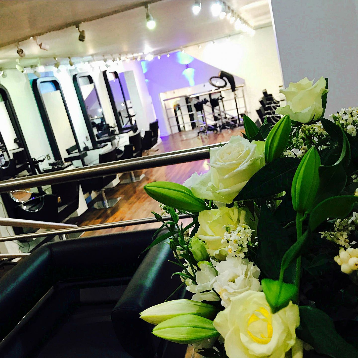 salon with flowers