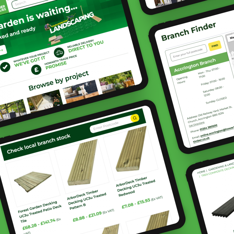 Howarth Timber website shown on Ipad