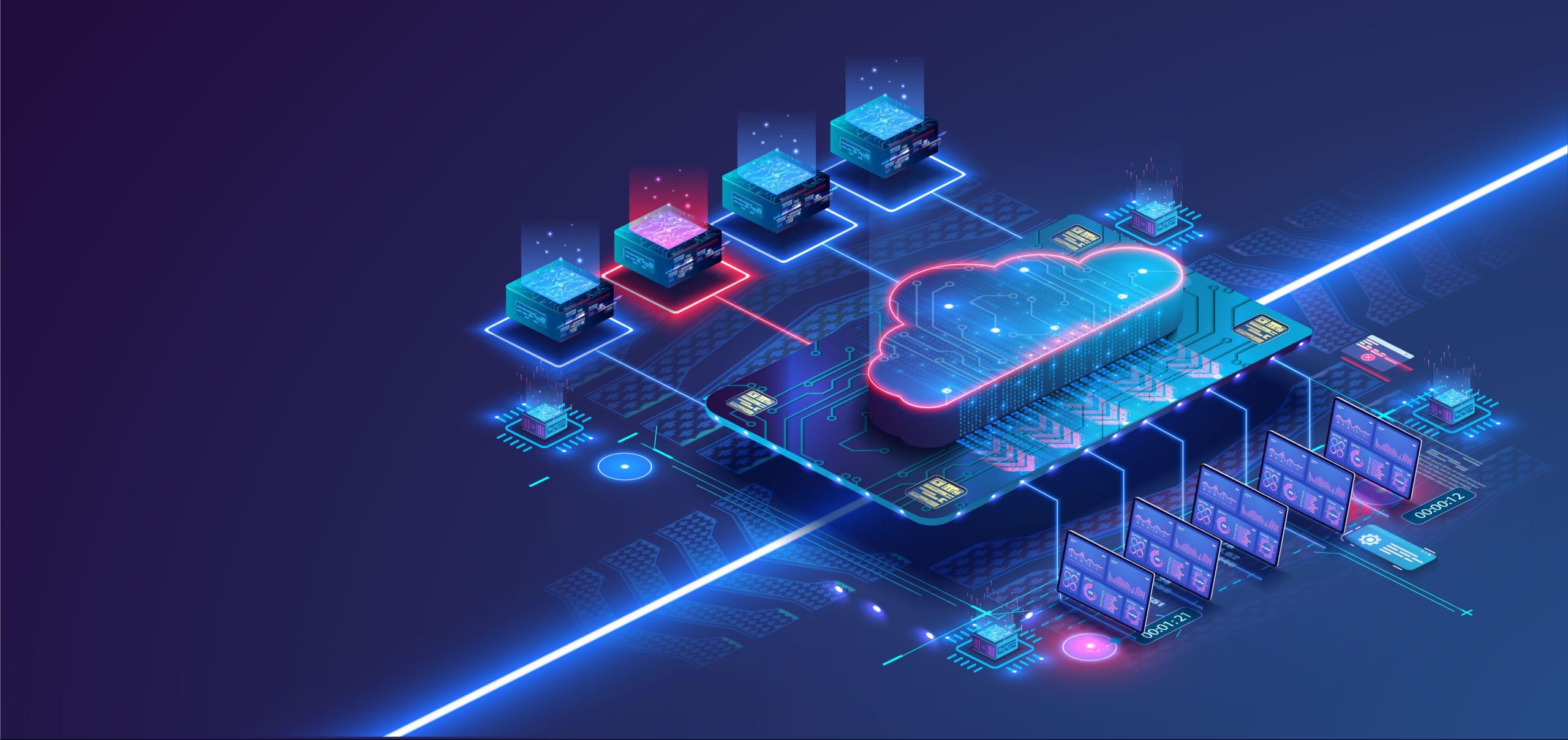AI generated image showing api integration with cloud solutions