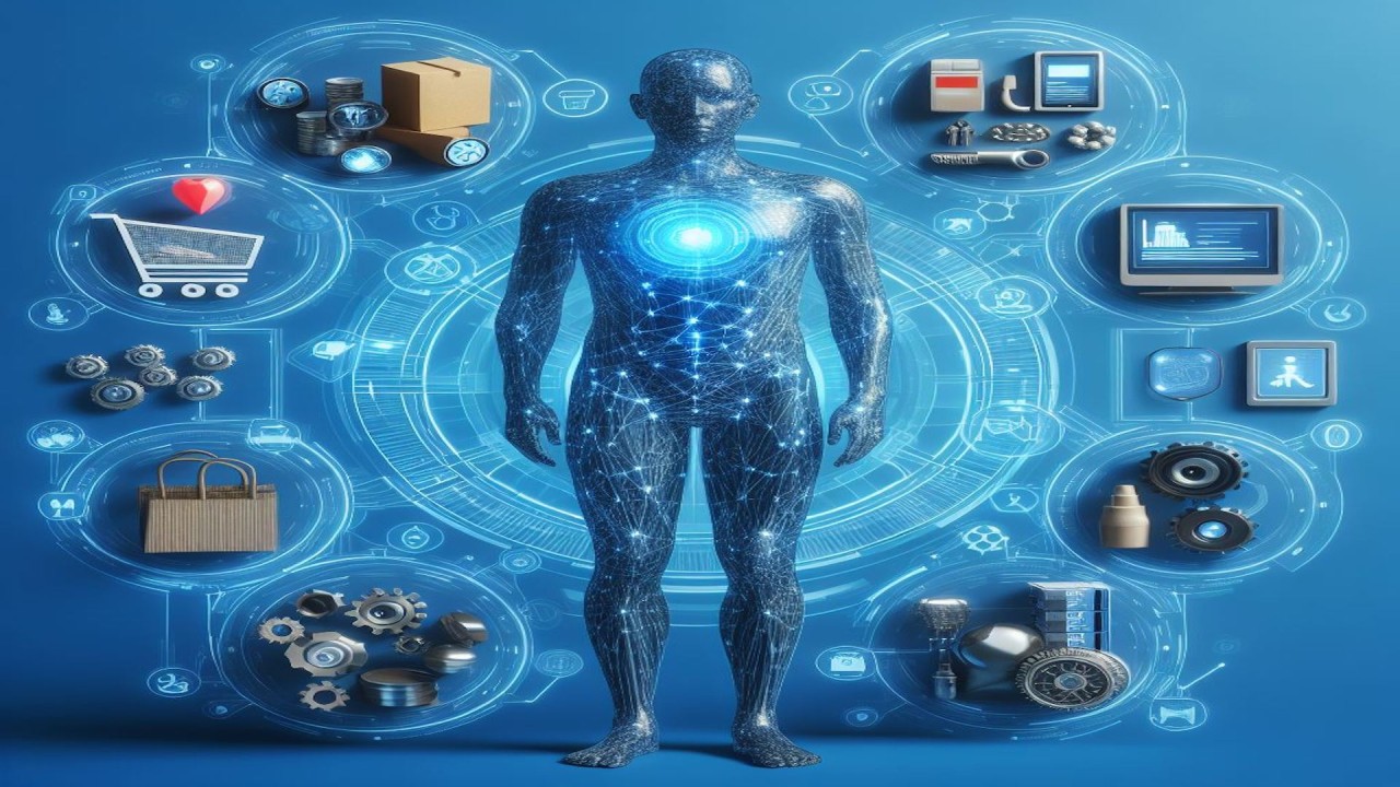 AI generated image produced by Copilot showing a human body analogy of AI