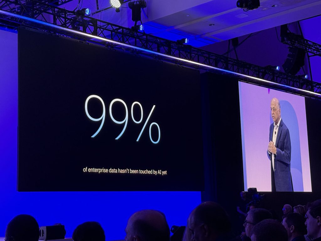 99% of enterprise data hasn't been touched by AI. Photo from IBM Think 2025