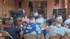 Chris Booker presenting at DeeperThanBlue's Agentic AI Event in Sheffield, 18 June 2025