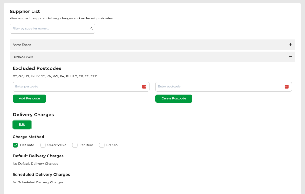 Screenshot from Howarth Timber and Building Supplies Case Study showing how Supplier details can be changed