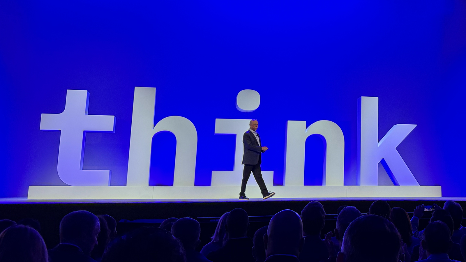 Arvind Krishna arriving on stage at IBM Think 2026